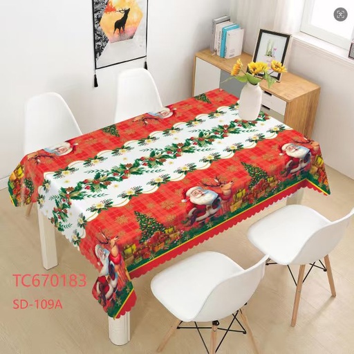 [TC670183] 300gsm 54" PVC Metallic Embossed Christmas Tablecloth (40 Yard/Roll)