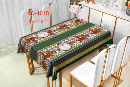 [TC670184] 300gsm 54" PVC Metallic Embossed Christmas Tablecloth (40 Yard/Roll)