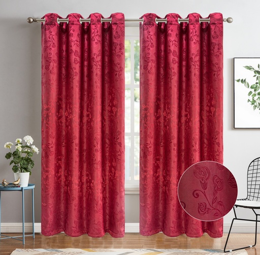 [WC52001BD] 54"x84" Clara 90% Blackout Grommet Window Curtain, Embossed Flowers, 100% Polyester (12 pc/ctn)