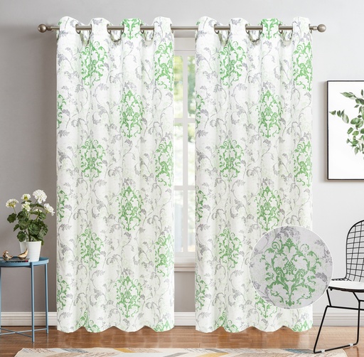 [WC54000GN] 54"x84" Tessa 60% Blackout Grommet Window Curtain, Printed Panel, 100% Polyester (12 pc/ctn)