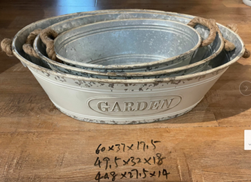 [FL0411L] Large Oval Metal Flower Planter with Rope Handles