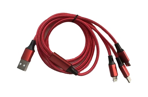 [HT2603] USB 3-in-1 fast charging cable, 2A, 4FT(1.2m) (24 pc/ctn)