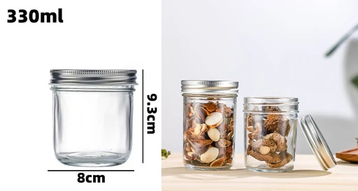[GL1925] 330ml (11.2oz) Glass Jar with Double Wall Tin Lid (24 pc/ctn)