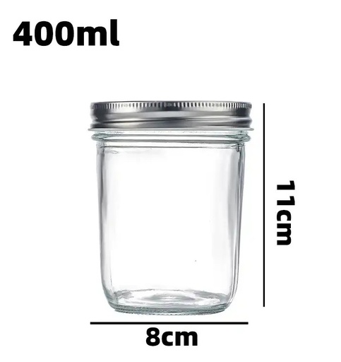 [GL1926] 400ml (13.5oz) Glass Jar with Double Wall Tin Lid (24 pc/ctn)