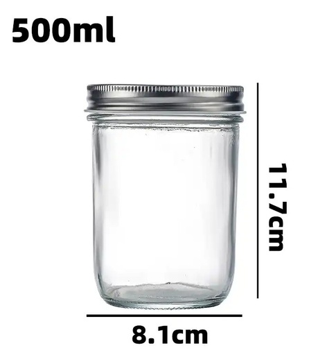 [GL1927] 500ml (16.9oz) Glass Jar with Double Wall Tin Lid (24 pc/ctn)