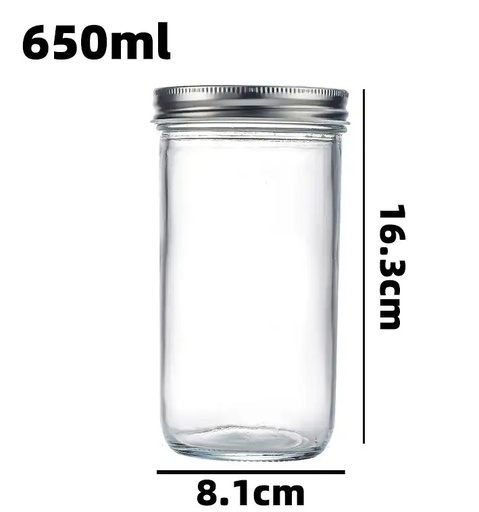[GL1928] 650ml (22.0oz) Glass Jar with Double Wall Tin Lid (24 pc/ctn)