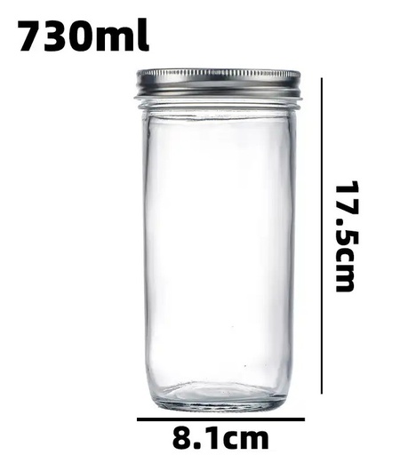 [GL1929] 730ml (24.7oz) Glass Jar with Double Wall Tin Lid (24 pc/ctn)