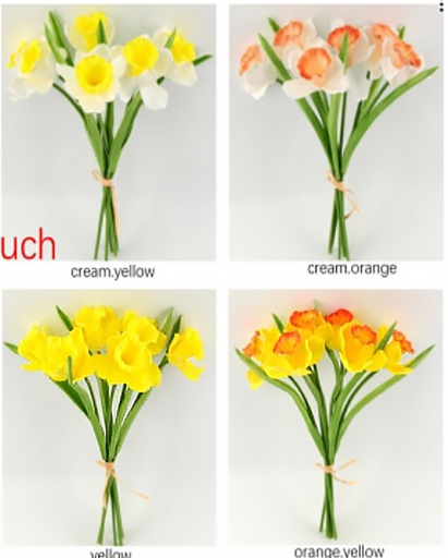 [FL6211] 6 Heads Daffodil , dia 8cm, 35cm, Assorted Color (132 pack/ctn)
