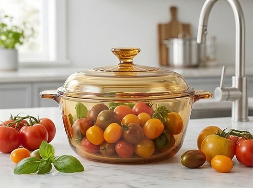 [B49110] 1.06QT(1000ml) 7.9"x4.7" Round Glass Oven Safe Casserole with Lid (12 pc/ctn)