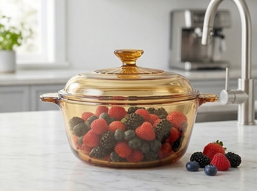 [B49135] 3.7QT(3500ml) 9.8"x4.3" Round Glass Oven Safe Casserole with Lid (4 pc/ctn)