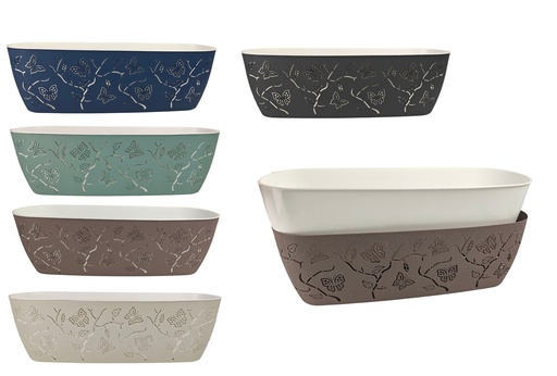 [FL0072] 7.3 LT 3D Butterfly Balcony Flower Pot with Bottom Saucer, assorted Color (24 pc/ctn)