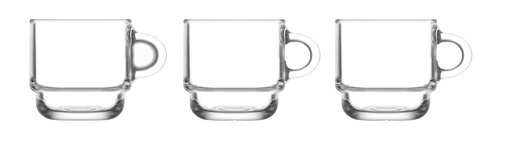 [GL5803] 3 pc 3oz(90 ml) Espresso Mug Glass Set (4 sets/ctn)